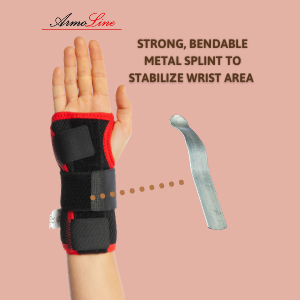 a picture shows the bendable feature of armoline carpal tunnel support