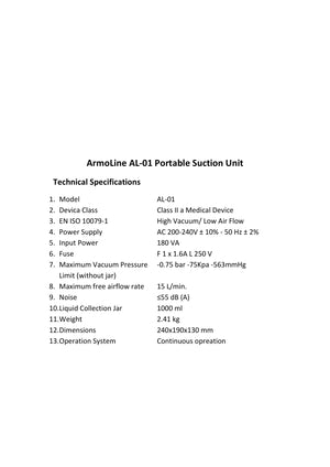 Portable Suction Unit Machine - 15L / min Flow Rate