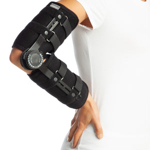 adjustable rom elbow brace flexion detailed