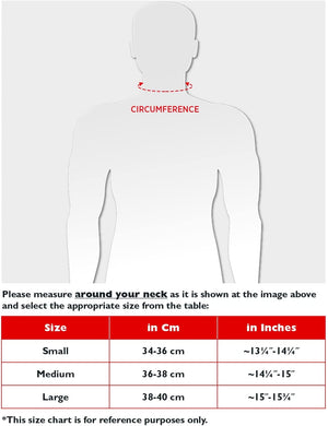 Size Chart and measurement instructions for the neck collar